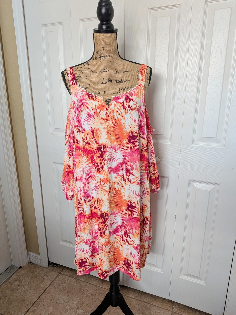 Caribbean Joe Tie-Dye Cold Shoulder Dress
